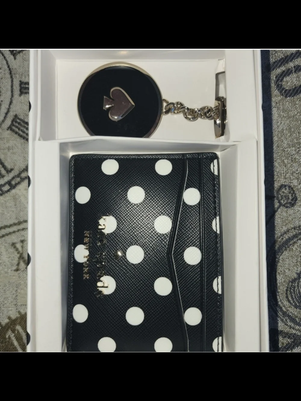 Kate Spade Polka Dot Card Holder & Keychain with Kate Spade Beige Crossbody Bag